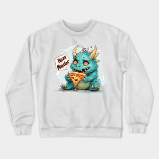 Cute Pizza Eating Monster Crewneck Sweatshirt